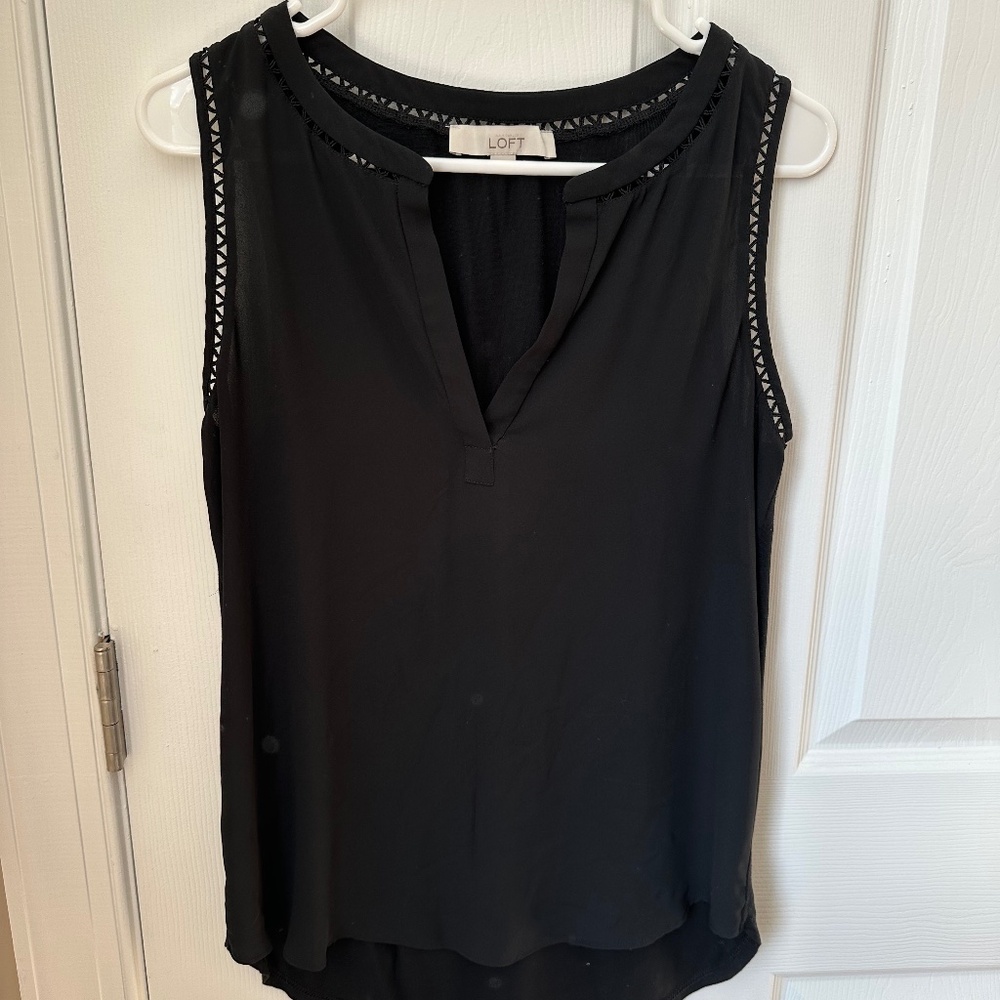 LOFT black with windowpane trim tank - size XS